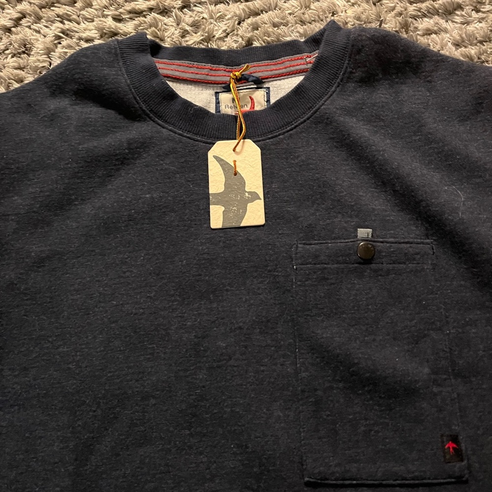 Huckberry Relwen Windsurf Cotton Pocket Crew Neck Pullover Sweater Blue Men’s M - Picture 2 of 5